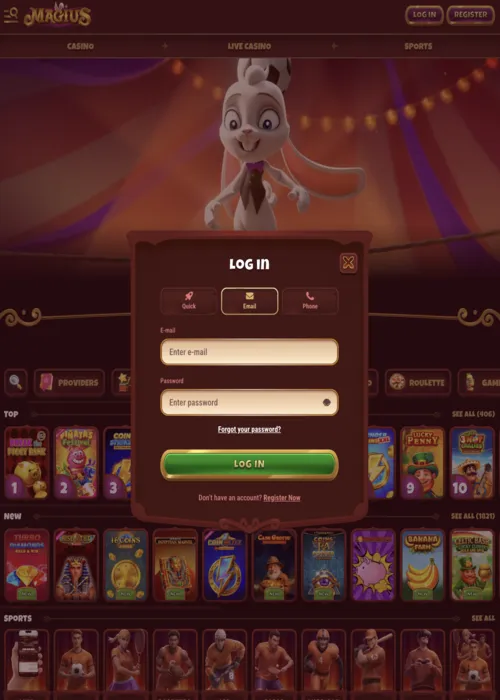 Connexion compte joueur sécurisée Magius Casino